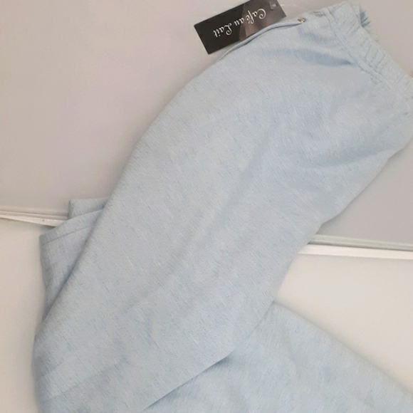 CAFE AU LAIT BABY BLUE Cotton blend Casual pants NEW $60 size G/ L - Picture 2 of 10